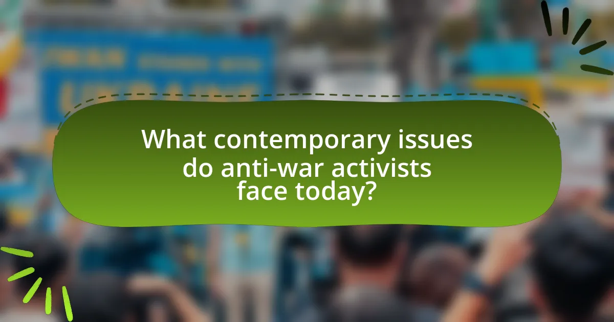 What contemporary issues do anti-war activists face today?